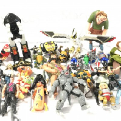 A Collection of Various Vintage Playworn Toys/Figures Including Turtles. Power Rangers. Biker Mice Etc. No Reserve.