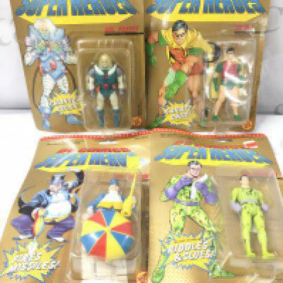 4 X Carded Toy Biz Super Hero Figures. Mr Freeze. Robin. The Penguin And The Riddler.