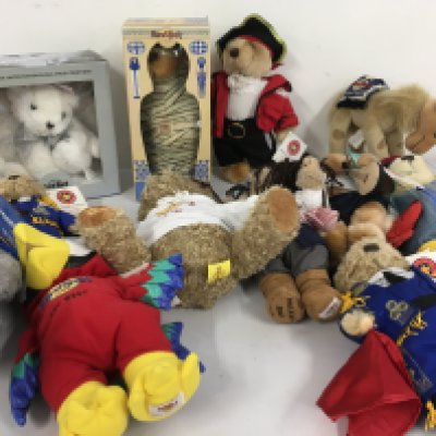 A collection of 12 Hard Rock Teddy Bears with tags. includes John Lennon IMAGINE bear. No reserve