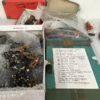 An assorted collection of loose Minature military figures in wood&hellip;plastic and metal by manufactured by Britains and others. Some damaged. No reserve. (3)