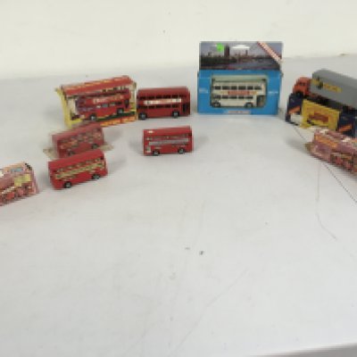 A collection of 7 diecast model vehicles by Matchbox and Lone Star predominately buses.includes 3x no.17 The Londoner. No reserve
