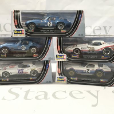5 X Boxed Revell Model Racing Corvette Slot Cars. No Reserve.