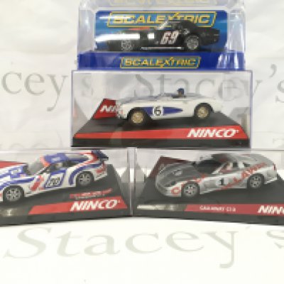 3 X Boxed Ninco And 1 Scalextric Slot Racing Cars. All Chevrolets. No Reserve.