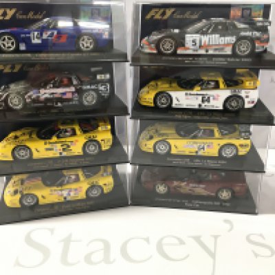 8 Boxed Fly Car Model Slot Cars. All Corvettes. No Reserve.