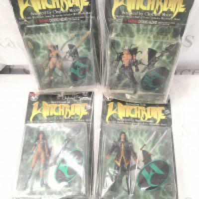4 X Carded Witchblade Figure Signed By Clayburn Moore.