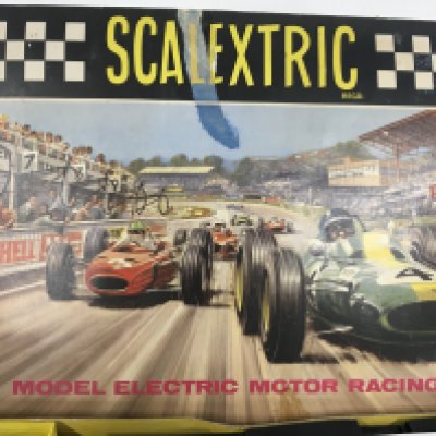 A boxed Scalextric car racing set No.31. Includes extra track and transformer.