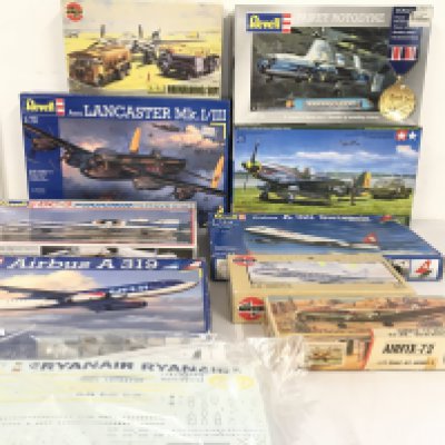 A collection of unstarted model aircraft kits by Revell and Airfix. No reserve