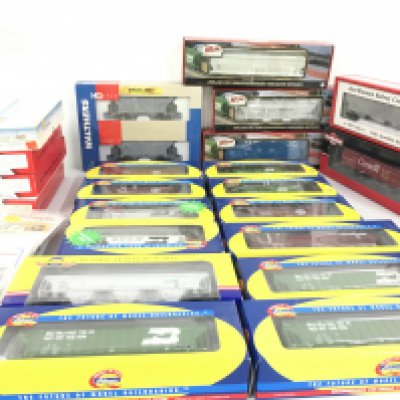 A collection of boxed HO gauge railway model kits . Also includes Ready to run rolling stock by Athearn..Atlas..Walthers..Inter Mountain etc. no reserve