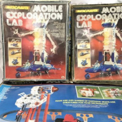 3 Boxed Micronauts Sets Including 2 X Mobile Exploration Sets And A Microrail City. Boxes Are Worn. (3).