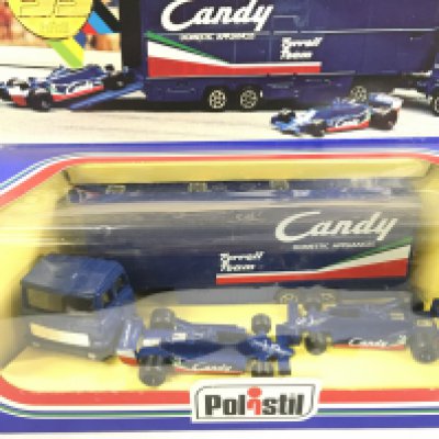 A Boxed Polistil F1 Tyrell Candy Car Transporter With Cars. #RJ109