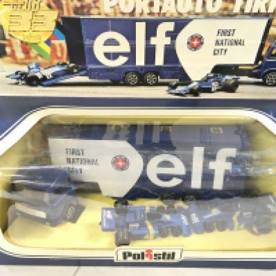 A Boxed Polistil Tyrell 008 Racing Car Set Includes Transporter and Cars.