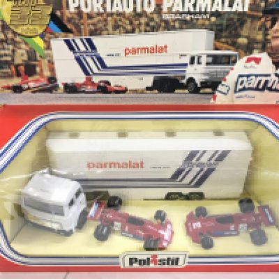 A Boxed Polistil Brabham Alfa Romeo F1 Racing Team Transporter Truck And Cars.