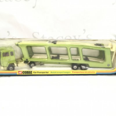 A Boxed Corgi Car Transporter #1159. Window Has Damage.