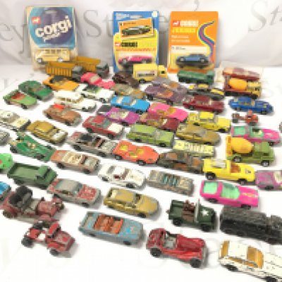 A Collection of Playworn Diecast Including 3 Carded Corgi Cars (Blisters have been opened)