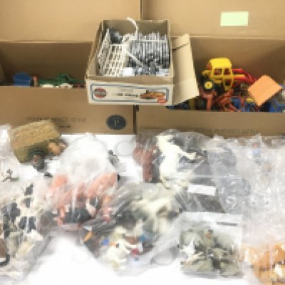 A Collection Of Britains Farming Vehicles. Figures.stone walls. Etc. No Reserve.