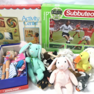 A Collection of Fisher Price Toys. Ty Beenies. Subbuteo And A Barbie.