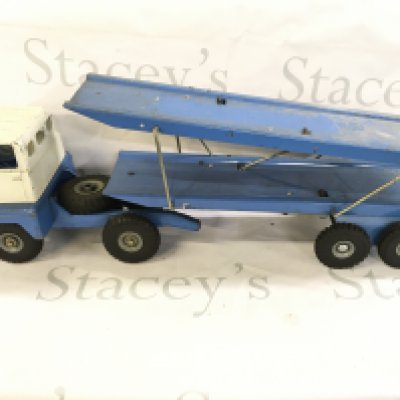 A Tri-Ang Car Transporter. Blue and White.
