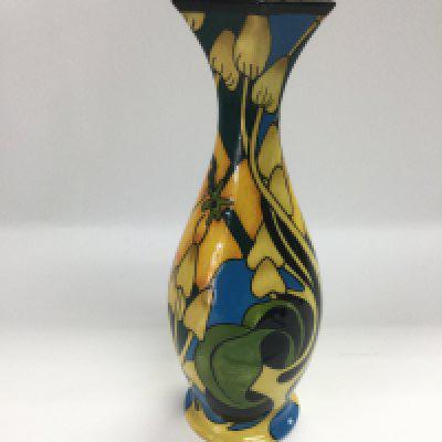 A Black Ryden fairy ring pattern vase, approx height 21cm. Shipping category D.