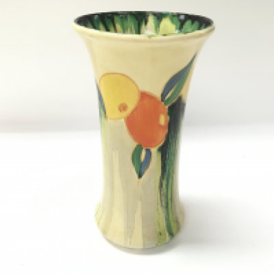 A Clarice Cliff Delecia vase. Pattern 196 circa 1932. 21cm by 10cm approximately.