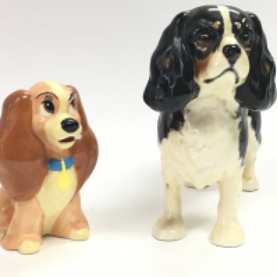 Porcelain figures, a beswick dog and a Disney china lady figure. 13 & 9cm tall. No obvious damage or restoration. This lot cannot be posted. NO RESERVE