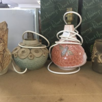 A collection of four Bernard Rooke pottery item comprising two lamps and two vases .