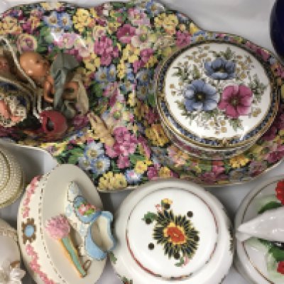 A collection of ceramics including Royal crown Derby trinket box .