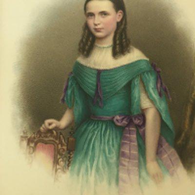 A hand painted Victorian porcelain plaque depicting a young girl signed by the artist and dated 1867. 31x26cm