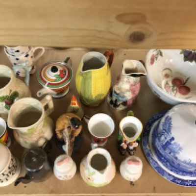 A collection of Portmeirion ceramic bowls, a Spode dish with cover, Emma Bridgewater mugs, a Royal Doulton figure and other ceramics. This lot cannot be posted