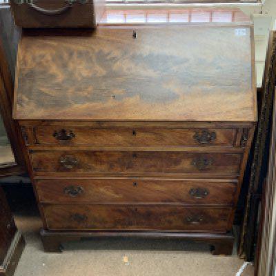 A George III Bureau Fall Front Over Four Long Graduated Drawers, 91cm x 107cm. NO RESERVE