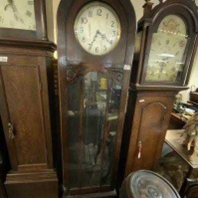 A 1940s dome topped grandfather clock. 192cm. NO RESERVE