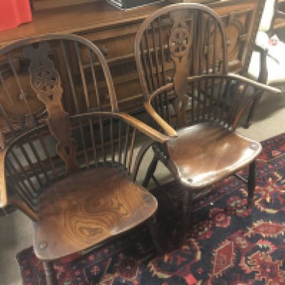 A pair of 19th century Windsor armchairs , most possibly made in high Wycombe. Dimensions 40x50x96cm