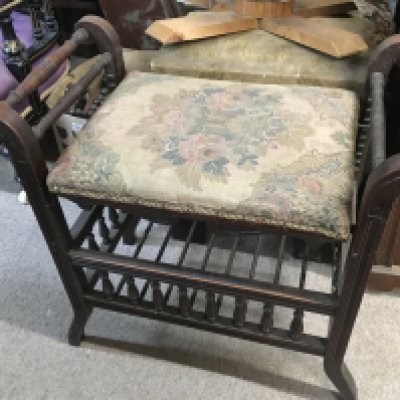 A late 19th century adjustable piano stool, 60cm wide 60cm tall. NO RESERVE