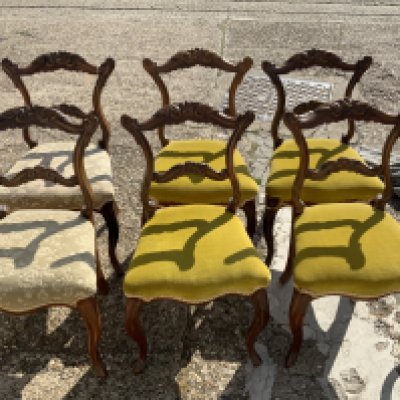 6 Victorian cabriolet leg dining chairs.