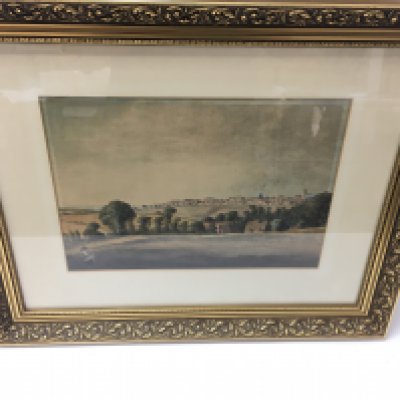 A framed watercolour of a view of Margate dated 1789. 60x48cm Approx.