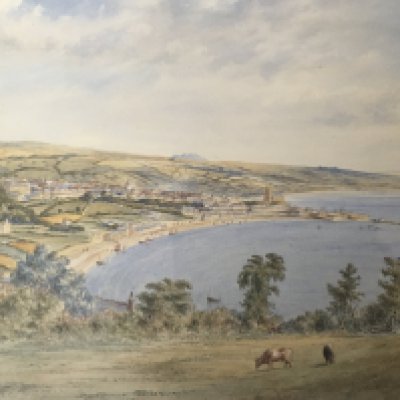 A 19th Century framed watercolour a study of the Bay of Gibraltar attributed to John Mogford (1821-1885) 65cmx48cm