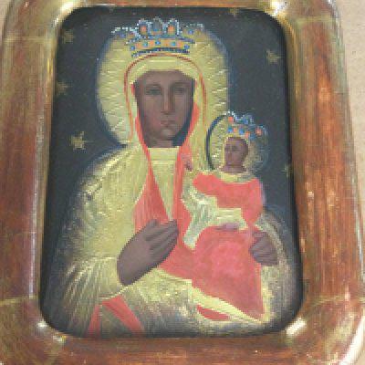 A small gilt framed icon 10 cm x13 cm .