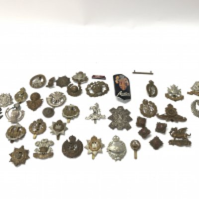 A collection of assorted cap badges etc including Egypt SWB and the buffs. Postage B