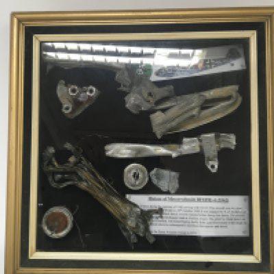A collection of fragments from a II world war Messerschmitt BF109E-4 shot down on the 29th October 1940 over South Weald Essex.