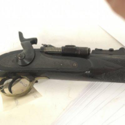 A Victorian 1862 Enfield with Snider conversion three band rifle the action with Queen Victoria crown date stamp Enfield with brass trigger guard detachable ram rod full length walnut stock