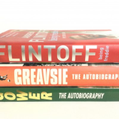 Signed Sporting Autobiographies by Andrew Flintoff, Jimmy Greaves & David Gower. Postage category B