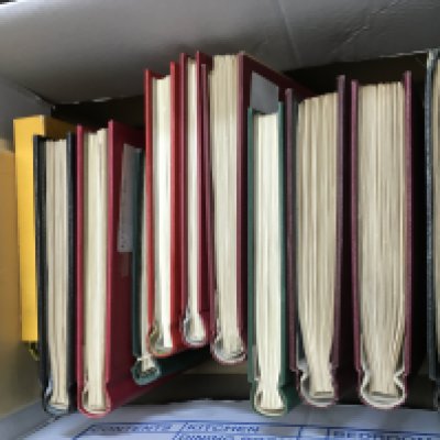 A collection of mixed stamp albums from Queen Victoria onwards , mainly used stamps. Postage category C