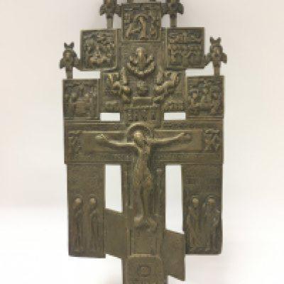 A Russian bronze crucifix.