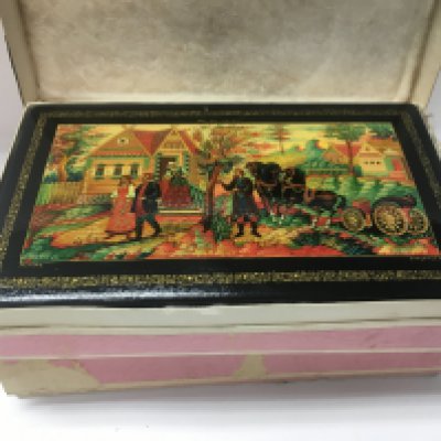 Two large papier-m&acirc;ch&eacute; boxes.