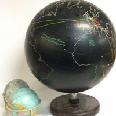 A Phillips slate surface globe (approx 64cm tall), a Scan Globe and The Moon by Scan Globe. . This lot cannot be posted