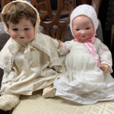 2 Armand Marseille porcelain dolls stamped 351./8.K , 990 A II M