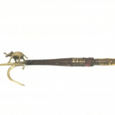 An Indian decorated brass tipped Ankush Elephant poking stick, 52cm long.