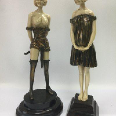Two Art Deco style figures of ladies, approx height 33cm. Shipping category D.