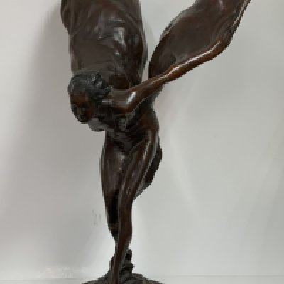 a retrospective copy bronze, spirit of ecstasy signed Charles Sykes. 53cm.
