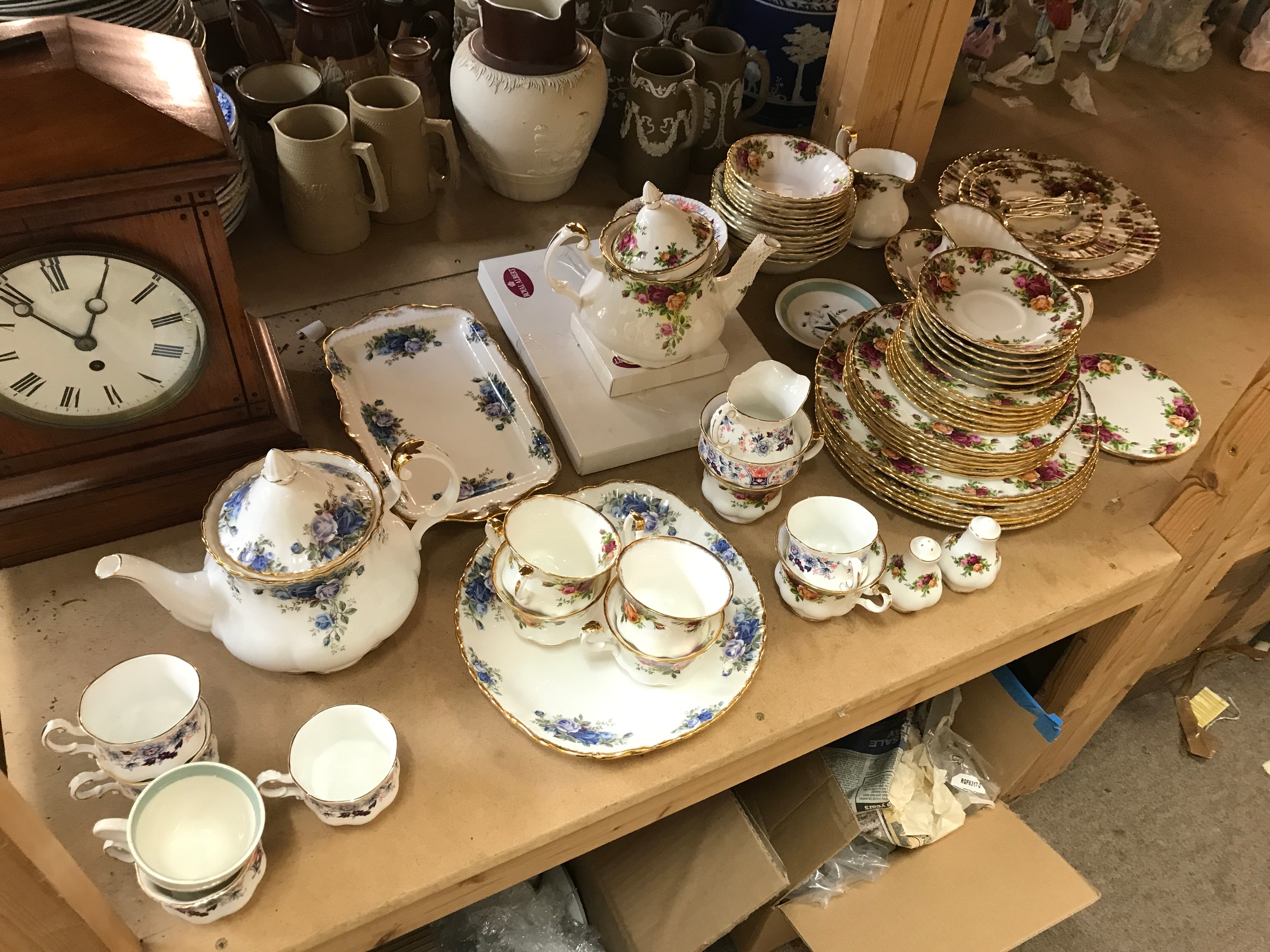 A Royal Albert tea and dinner service in Old Country Roses pattern.