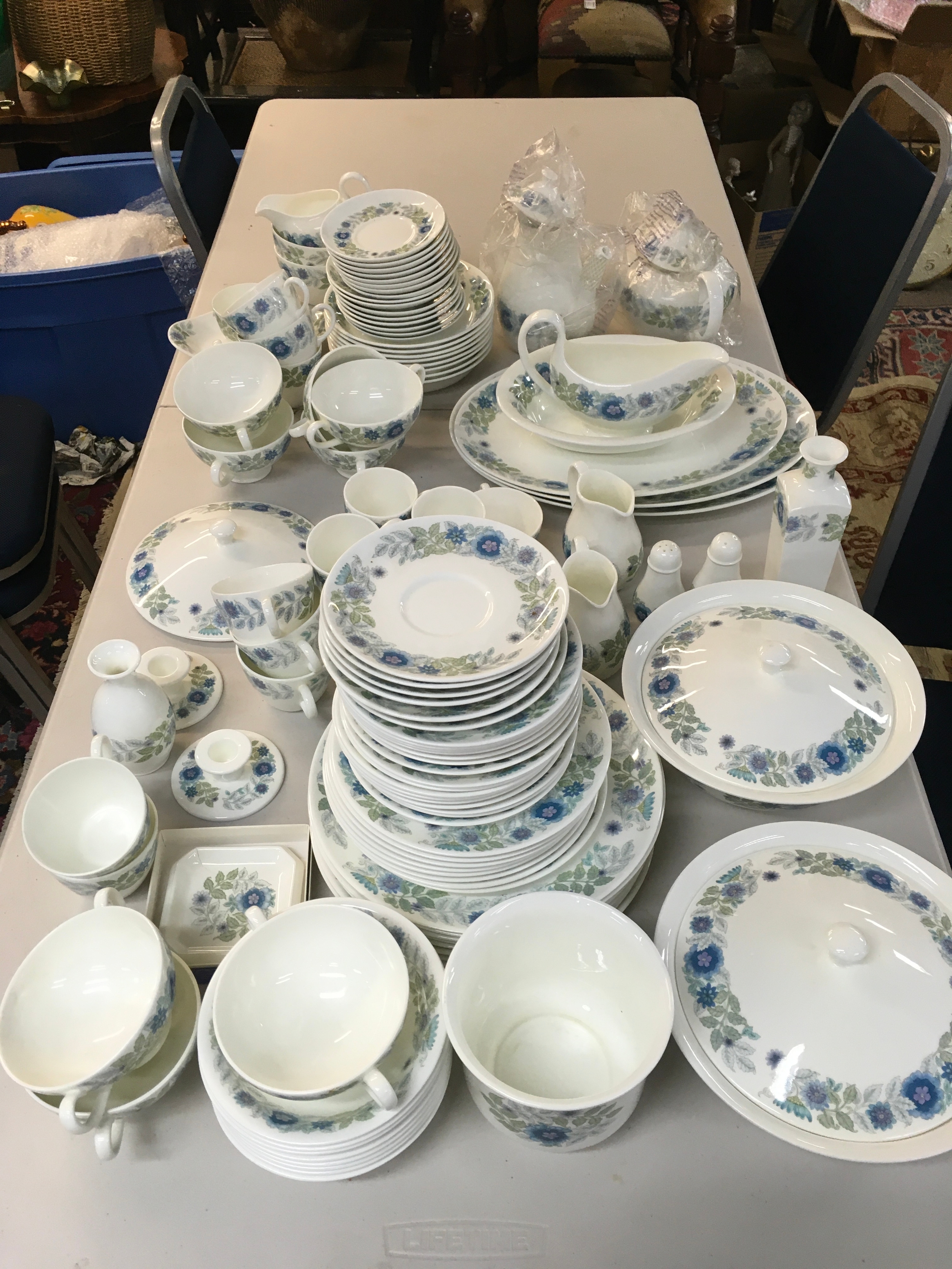 Wedgwood Clementine dinner service including plates ,cups, vase etc. no reserve 